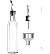 Gusnilo Olive Oil Dispenser 8 Oz, Oil Vinegar Cruet, Square Tall Glass Bottle W/Stainless Steel P...