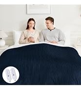 FVERWAG Heated Blanket King Size | Flannel To Sherpa, Double Zone Heating, 5 Heating Levels, 10 H...