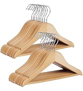 StorageWorks Baby Clothes Hangers, Kids Wooden Hangers with Pant Bar, 20-Pack Natural Wood Hanger...