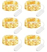 Minetom 6 Pack Battery Operated LED Fairy Lights for Christmas Decor | 20 LED Bulbs, Flexible Sil...