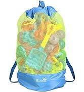 EocuSun Large Mesh Beach Bag Tote Durable Sand Away Drawstring Beach Backpack Swim and Pool Toys ...