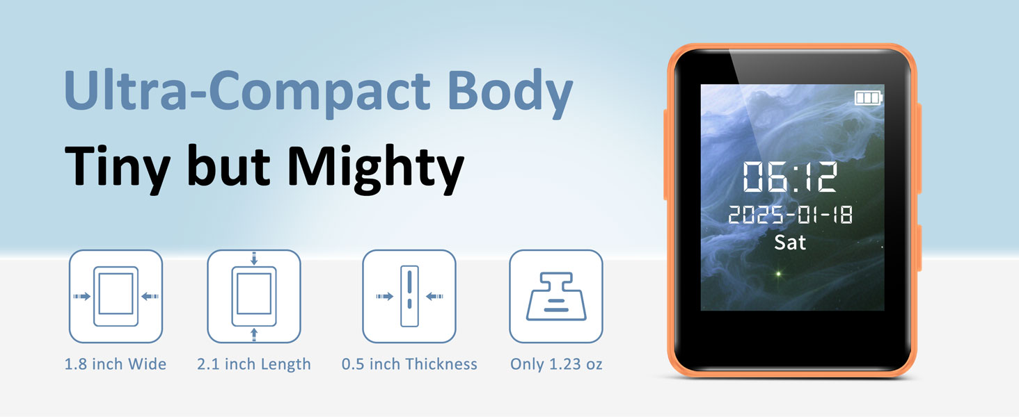 portable mp3 player, compact mp3 player, small mp3 player, mini mp3 player, lightweight mp3 player