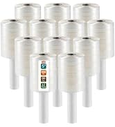 12 Pack Industrial Strength Mini Hand Stretch Wrap 5" 1000 Ft Roll 80 Gauge Thick, Shrink Wrap Ro...