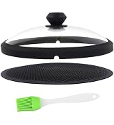 Glass Microwave Cover for Food 10.5 Inch Microwave Splatter Cover With Easy Grip Diamond Shape Ha...