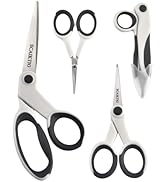 SCAIKTIG Premium Sewing Scissors Bundle, 8" Heavy Duty Fabric Scissors, 5" Embroidery Scissors, 4...