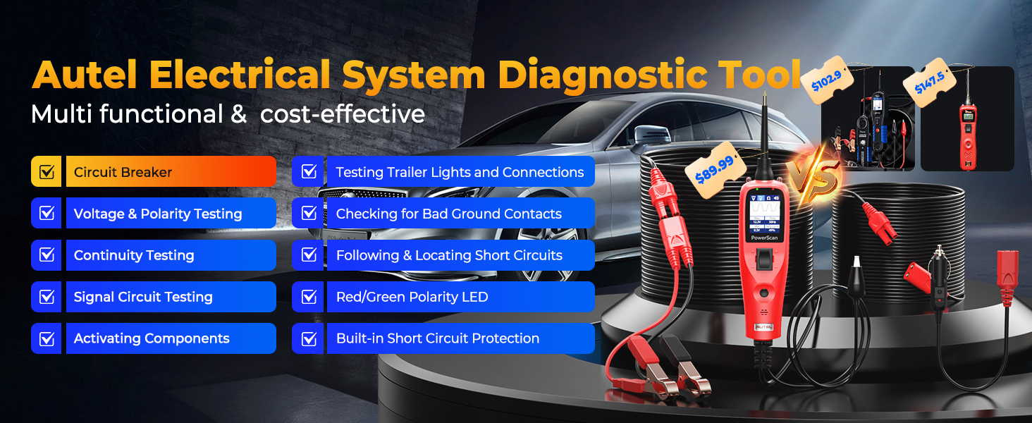Autel PowerScan PS100 circuit tester autel ps100 automotive multimeter test light automotivetest