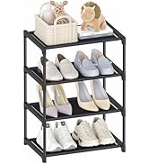 Autonomier 4 Tier Small Shoe Rack, Narrow Stackable Kids Toddler Adult Shoe Storage Organizer She...
