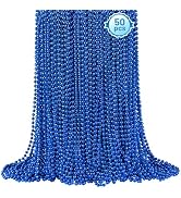 50 PCS Blue Bead Necklace, Blue Mardi Gras Beads Christmas Necklaces, 33" 4th of July Patriotic B...
