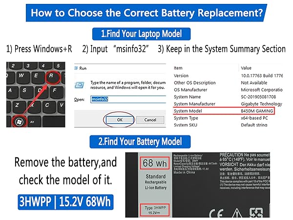 68Wh 3HWPP Replacement Battery for Dell