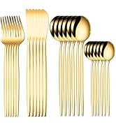 PEIRONG 24-Piece Gold Silverware Set for 6, Stainless Steel Flatware Cutlery Set, Eating Utensils...