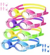 FOGULO Goggles for Kids 4-14, 4/1 Pack Anti Fog Swimming Goggles with UV Protection, Kids Swim Go...