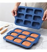 Silicone Mini Loaf Pans Baking: 9 Cavity Nonstick Mini Bread Loaf Pans with Metal Frame - Small B...