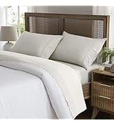 Weenmee Soft Microfiber Cristina Embroidery 4 Piece Sheet Set - Beige/Queen