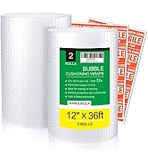 wanguagua 2 Pack 12 Inch x 72 ft Total Bubble Packing Nylon Wrap For Moving Boxes Shipping Cushio...