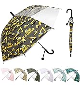 SIEPASA Kids Clear and Transparent Umbrella with an Easy Grip Handle, Dome Bubble Umbrella, Windp...