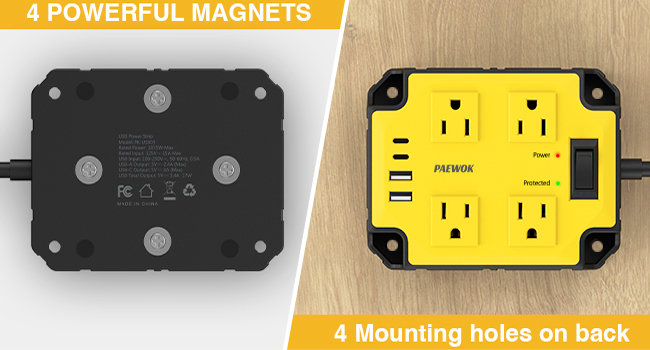 surge protector with usb ports plug extension outlet magnetic power strip
