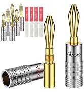 Viborg HiFi Speaker Banana Connectors, 4Pairs, 24K Gold-Plated Banana Plug, Dual Screws Locking, ...