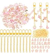 NEBURORA Bag Charms Kit Lip Gloss Keychain Making Kit,56 Cute Charms 10 Keychain Clips with Key C...