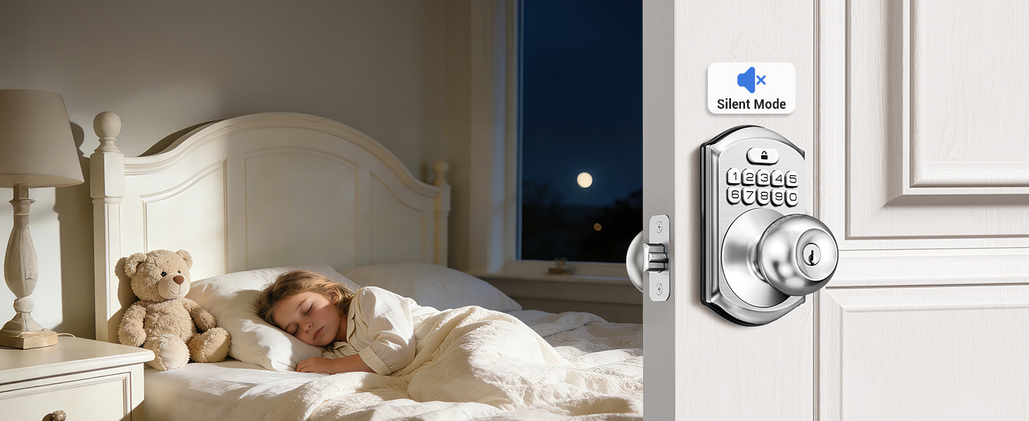 Silent Mode mutes the lock’s beeps, letting you lock/unlock quietly without disturbing others.