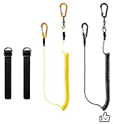 Fishing Coiled Lanyard Heavy-duty Retractable Pole Tether Kayak Leash Steel Wire Carabiner Tools