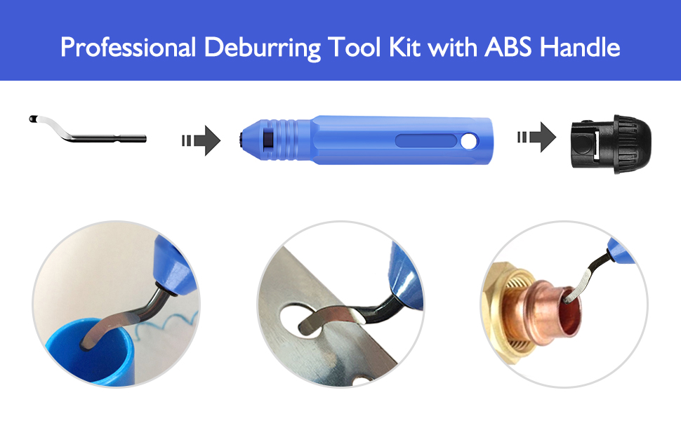 Professional deburring tool kit with abs handle