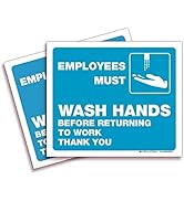iSYFIX Employees Must Wash Hands Signs Stickers – 2 Pack 7x6 Inch – Premium Self-Adhesive Vinyl, ...