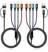 Minlu Multi Charging Cable 6 in 1,2Pack 4Ft Multiple Chargers for All Devices Braided USB A/C to ...