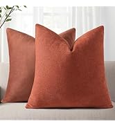 Pallene Decorative Chenille Fall Throw Pillow Covers 18x18 Set of 2, Luxury Soft Velvet Pillow Co...