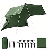 10x10 ft Camping Tarp - Waterproof Hammock Rain Fly with 19 Tie-Down Points,3000mm PU Ultralight ...