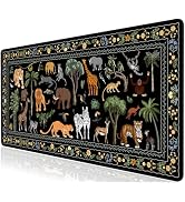 L-SPOUTTO Jungle Animal Desk Mat for Keyboard and Mouse,Boho Floral XXL Large Mouse Pad,35.4x15.7...
