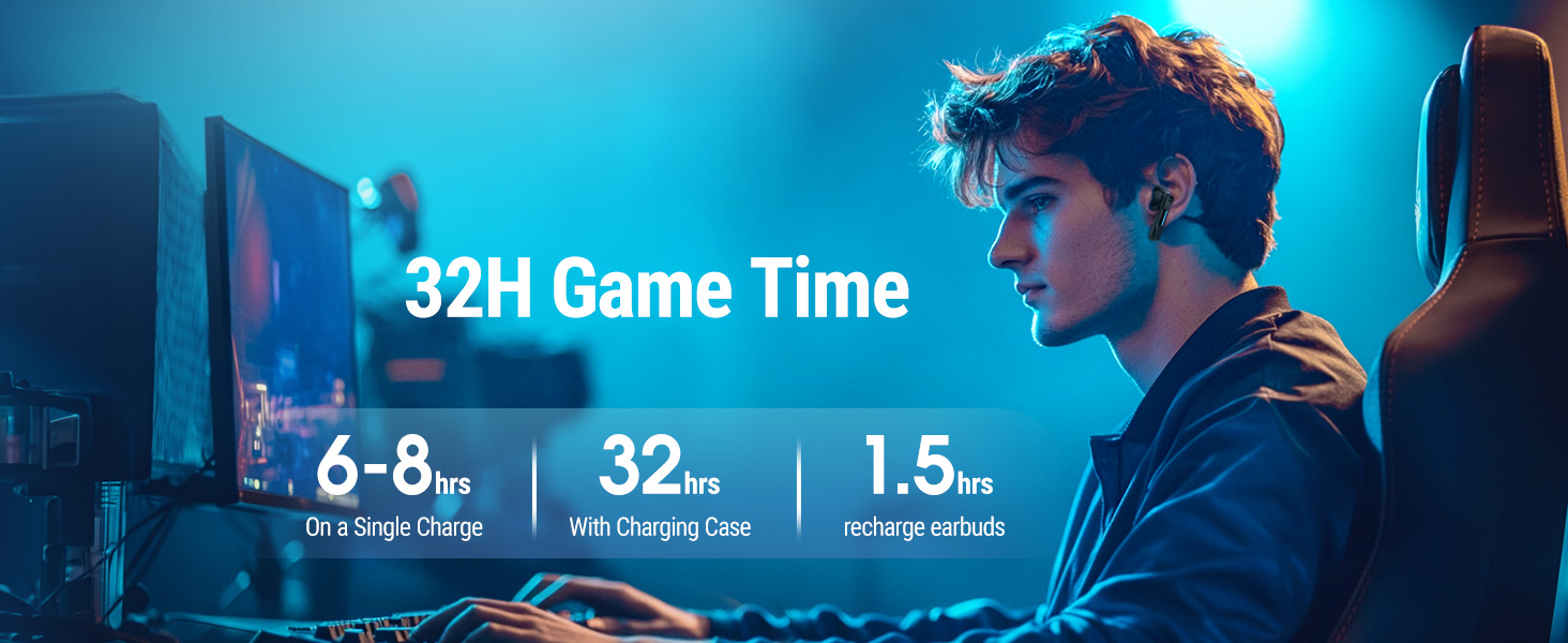 long battery life gaming earbuds with mic