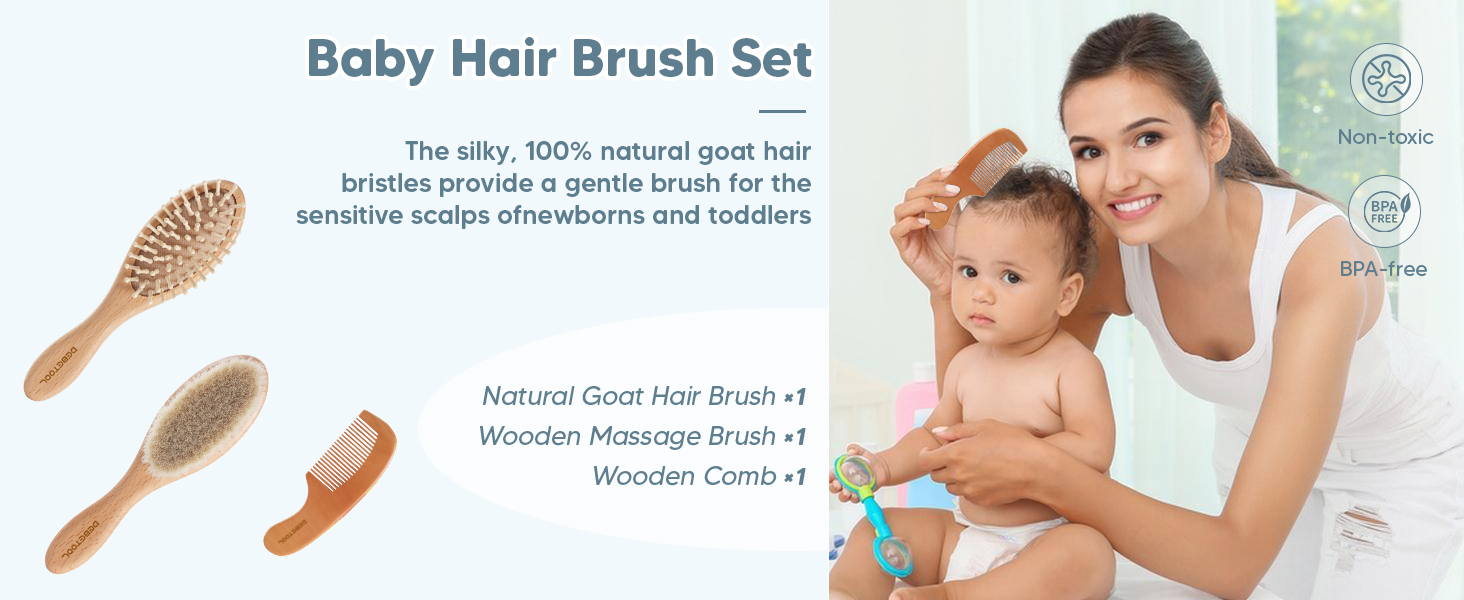 Baby hair brush and comb set