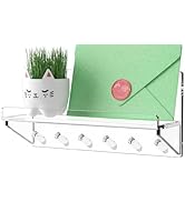 WINFFOR Key Holder Wall Mount - Decorative Key and Mail Holder with Shelf Acrylic Key Hooks for H...
