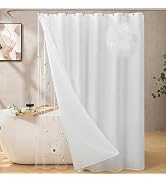 CedarShin 3 in 1 Shower Curtain Set with Liner, White, 72x72 inch | Waffle Wave Fabric Curtain fo...