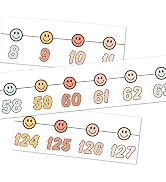 Whaline 32 Pcs Boho Number Line Bulletin Board Colorful Smile Face Number Line Boarder Strips Mat...