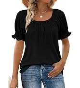 WIHOLL Womens Short Sleeve Square Neck Summer Tops Dressy Casual Blouses Trendy Clothes 2026