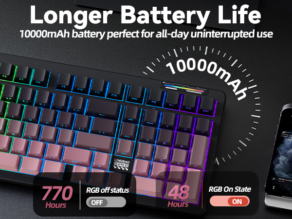 mechanical gaming keyboard wireless rechargeable pc computer gaming keyboard creamy sounding
