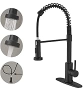 VOTON Kitchen Faucets with Pull Down Sprayer Matte Black Sink Faucet Stainless Steel Commercial S...