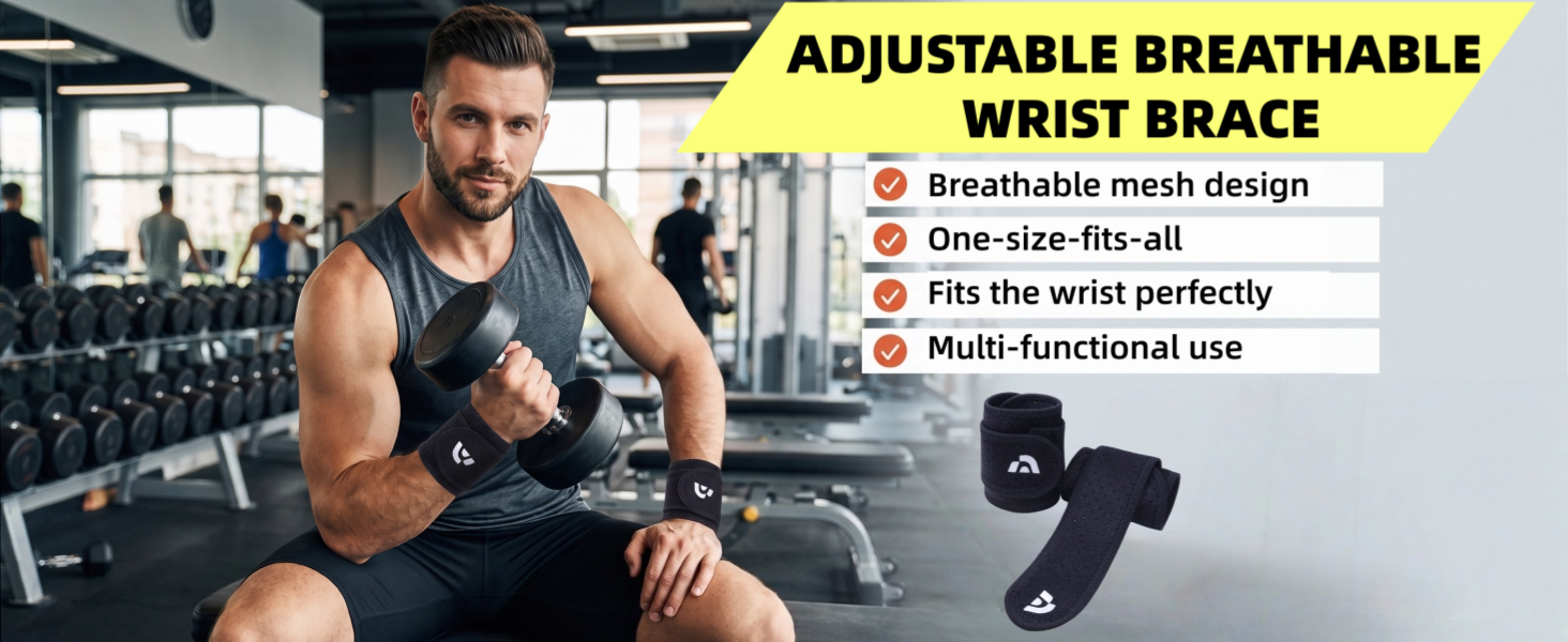 Breathable Adjustable Wrist Support Brace for Weightlifting, Ideal for Fitness, Typing, and Gaming