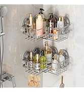 TAILI 2 Pack Corner-adaptive Suction Cup Shower Caddy, Stainless Steel Rustproof Corner Shower Sh...