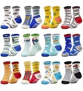 SkiBeaut Toddlers Kids Non Slip Socks Grips Sticky Slippery Crew Socks for 1-7 Years Old 12 Pairs...