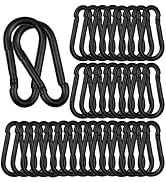 50 Pack Black Carabiner Clips, 2.36 Inch Heavy Duty Spring Snap Hooks - Small Locking Carabiners ...
