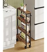 CHOEZON 4-Tier Slim Storage Cart, 5.1'' Kitchen Serving Trolley, Slim Rolling Cart with Handle an...