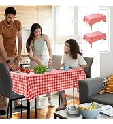 Nasitos 2 Pack Plastic Table Cloth 60x120 Inch-Red and White Rectangle Tablecloth Checkered, Wash...