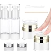 Segbeauty 2pcs 0.5oz/15ml Airless Pump Jars, 1oz/30ml 2 Pack Refillable Airless Pump Bottles, Pac...