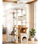 Gitelsnour Cat Tree, 70.9 Inch Wood Cat Tower for Large Cats Adult, Modern Cat Furniture with Dou...