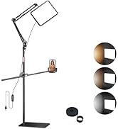 OUKMIC Selfie Light with Stand and Cell Phone Holder, 12" Led Panel Lamp Tripod with Adjustable A...