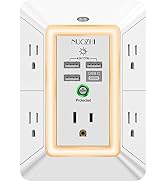 USB Wall Charger,Power Strip with Night Light, NUOZHI 5 Outlet Extender Surge Protector with 4 US...
