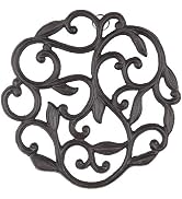 GASARÉ, Cast Iron Trivet for Hot Dishes, Pots, and Pans, Metal Trivet, Vine Plant Design, Rubber ...