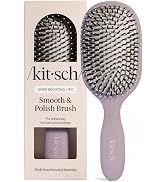 Kitsch Smooth & Polish Brush – Dual Bristle Detangler Brush, Shine & Frizz Control – Vegan Boar &...